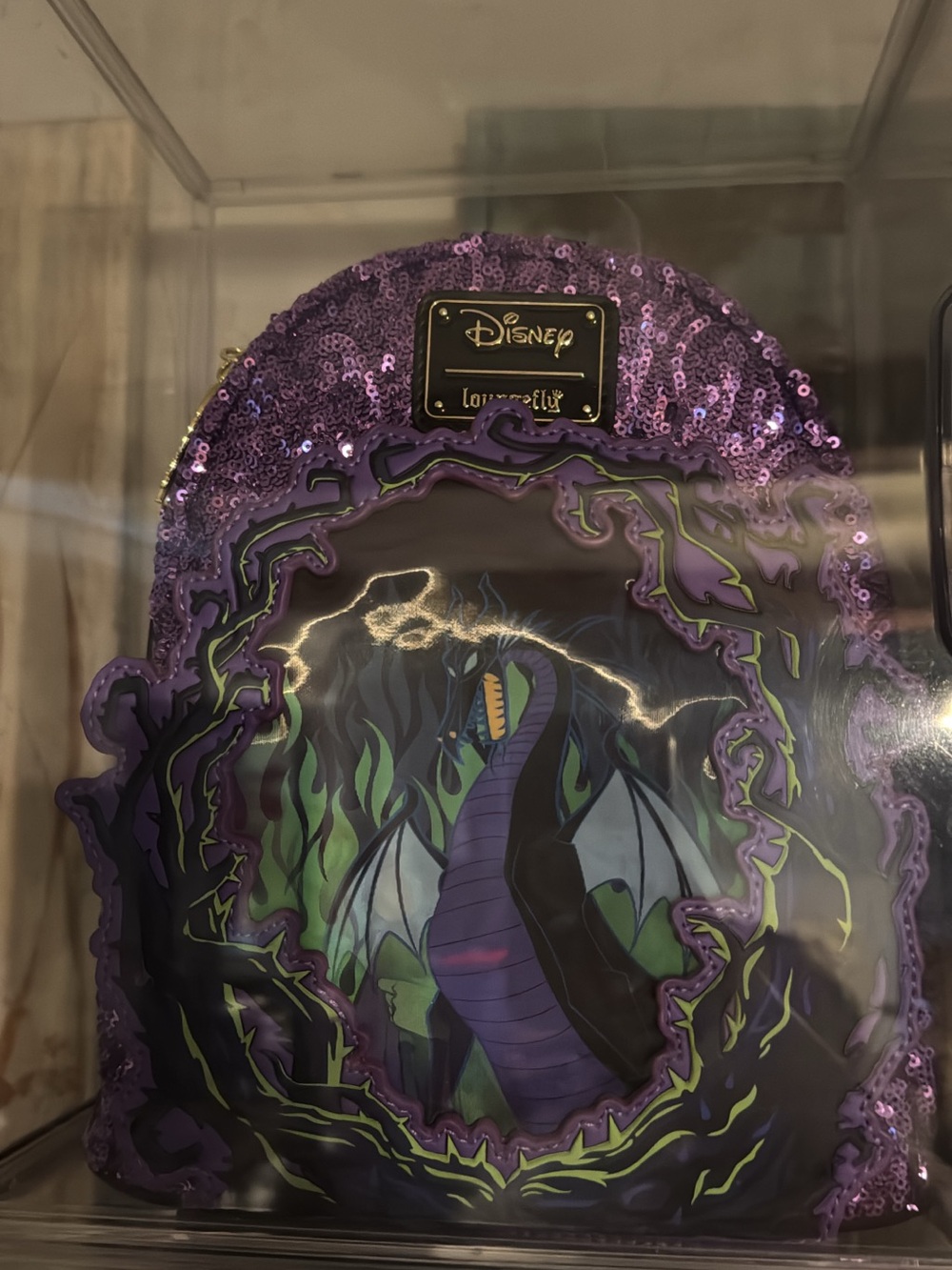 Disney Purple Sequin Maleficent Dragon Mini Backpack